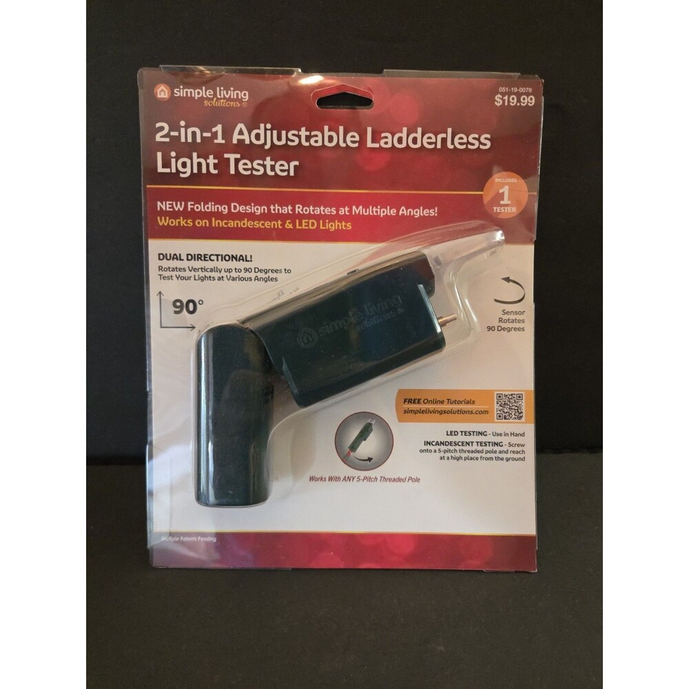 Simple Living Solutions 2-in-1 Adjustable Ladderless Light Tester #750001 New